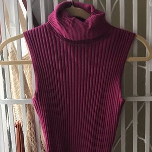 Magenta Turtle-Neck Tank Top